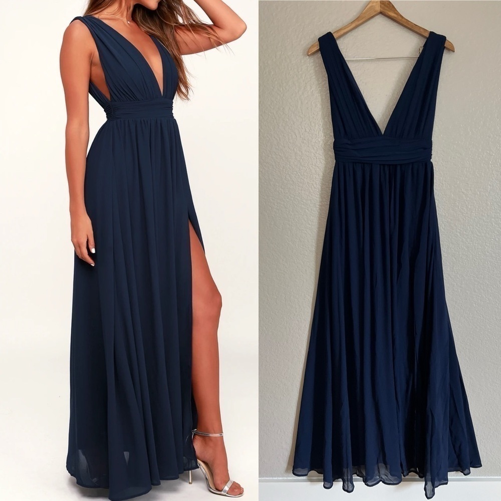 NWOT Heavenly Hues Navy Blue Maxi Dress Gown